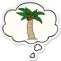 cartoon palm tree with thought bubble as a printed sticker png