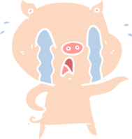 crying pig flat color style cartoon png