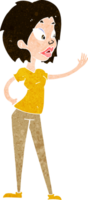 mujer de dibujos animados saludando png