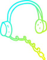 cold gradient line drawing of a cartoon headphones png