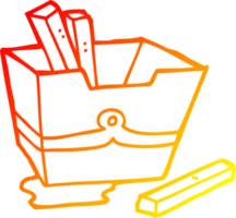 warm gradient line drawing of a cartoon box of fries png