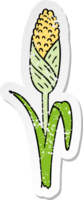 mão desenhado angustiado adesivo desenho animado rabisco do fresco milho em a espiga png