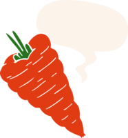 cartoon carrot with speech bubble in retro style png