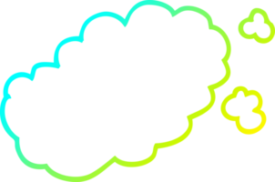 cold gradient line drawing of a cartoon puff of smoke png