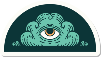 sticker of tattoo in traditional style of an all seeing eye cloud png