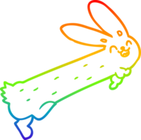 rainbow gradient line drawing of a funny cartoon rabbit png