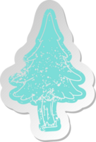 distressed old cartoon sticker of woodland pine trees png