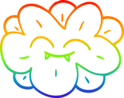 arco iris degradado línea dibujo de un dibujos animados flor con colmillos png