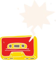 cartoon old tape cassette with speech bubble in retro style png