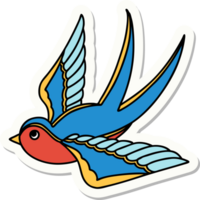 sticker of tattoo in traditional style of a swallow png