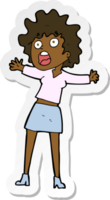 sticker van een cartoon bange vrouw png