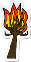 autocollant d'un arbre de dessin animé en feu png