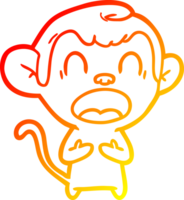 warm gradient line drawing of a shouting cartoon monkey png
