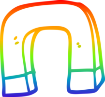 rainbow gradient line drawing of a cartoon magnet png