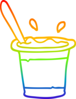 rainbow gradient line drawing of a cartoon yogurt png