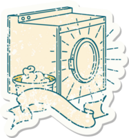 worn old sticker of a tattoo style washing machine png