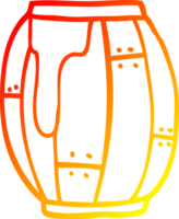 warm gradient line drawing of a cartoon barrel png