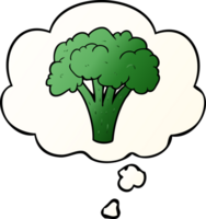 cartoon brocoli with thought bubble in smooth gradient style png