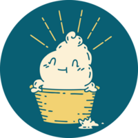 icono de un personaje de helado estilo tatuaje png