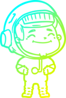 cold gradient line drawing of a happy cartoon astronaut png