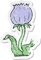 distressed sticker of a cartoon wild flower png