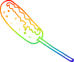 arco Iris gradiente linha desenhando do uma desenho animado cachorro quente em uma bastão png