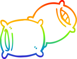 rainbow gradient line drawing of a cartoon pillow png