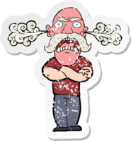 retro distressed sticker of a cartoon furious man with red face png