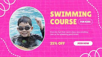 pink cute swimming course twitter post template