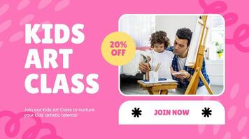 pink fun kids art class twitter post template