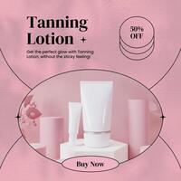pink minimalist tanning lotion LinkedIn post template
