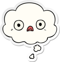 cute cartoon face with thought bubble as a printed sticker png