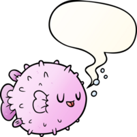 cartoon blowfish with speech bubble in smooth gradient style png