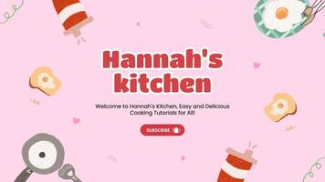 Pink cute kitchen youtube banner template