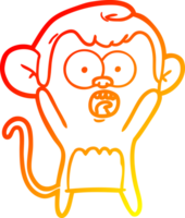 warm gradient line drawing of a cartoon shocked monkey png