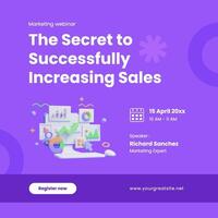 3D purple marketing webinar linkedin post template