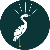 icon of a tattoo style standing stork png