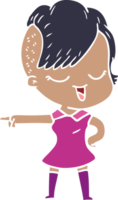 garota de desenho animado de estilo de cor plana feliz png