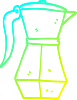 cold gradient line drawing of a cartoon espresso coffee pot png