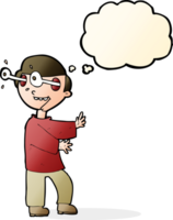 cartoon boy with popping out eyes with thought bubble png