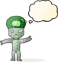 funny cartoon robot with thought bubble png