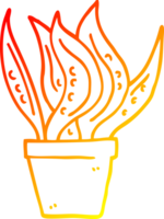 warm gradient line drawing of a cartoon house plant png