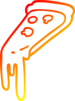 warm gradient line drawing of a cartoon pizza slice png