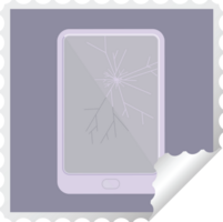 broken electronic tablet   square sticker stamp png