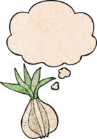 cartoon onion with thought bubble in grunge texture style png