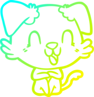 cold gradient line drawing of a laughing cartoon dog png