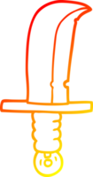 warm gradient line drawing of a cartoon of an old bronze sword png