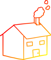 warm gradient line drawing of a cartoon house png