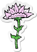 adesivo retrô angustiado de uma flor de desenho animado png