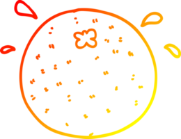 warm gradient line drawing of a cartoon orange png